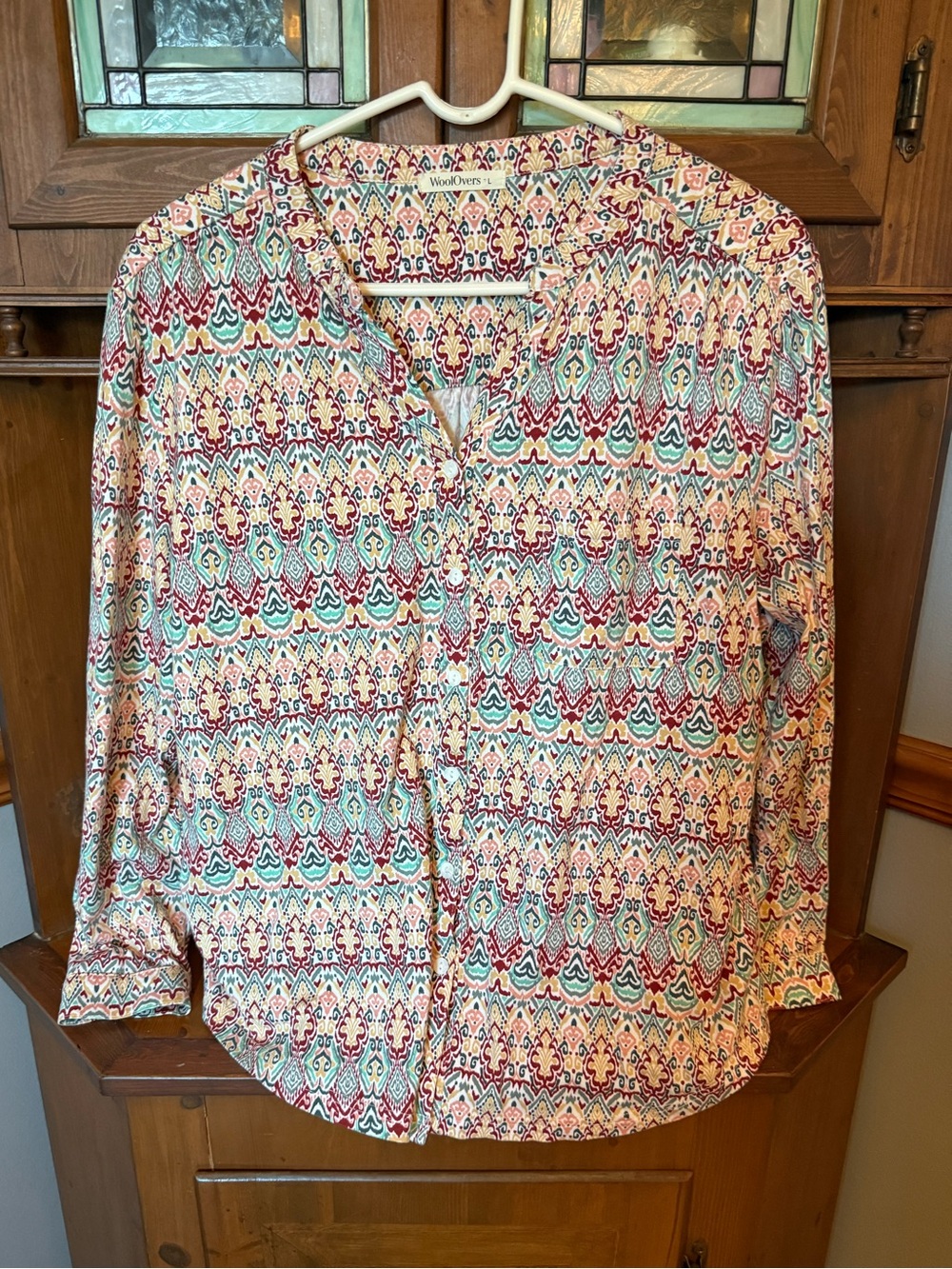 Woolover cotton blend Paisley print button-down shirt L